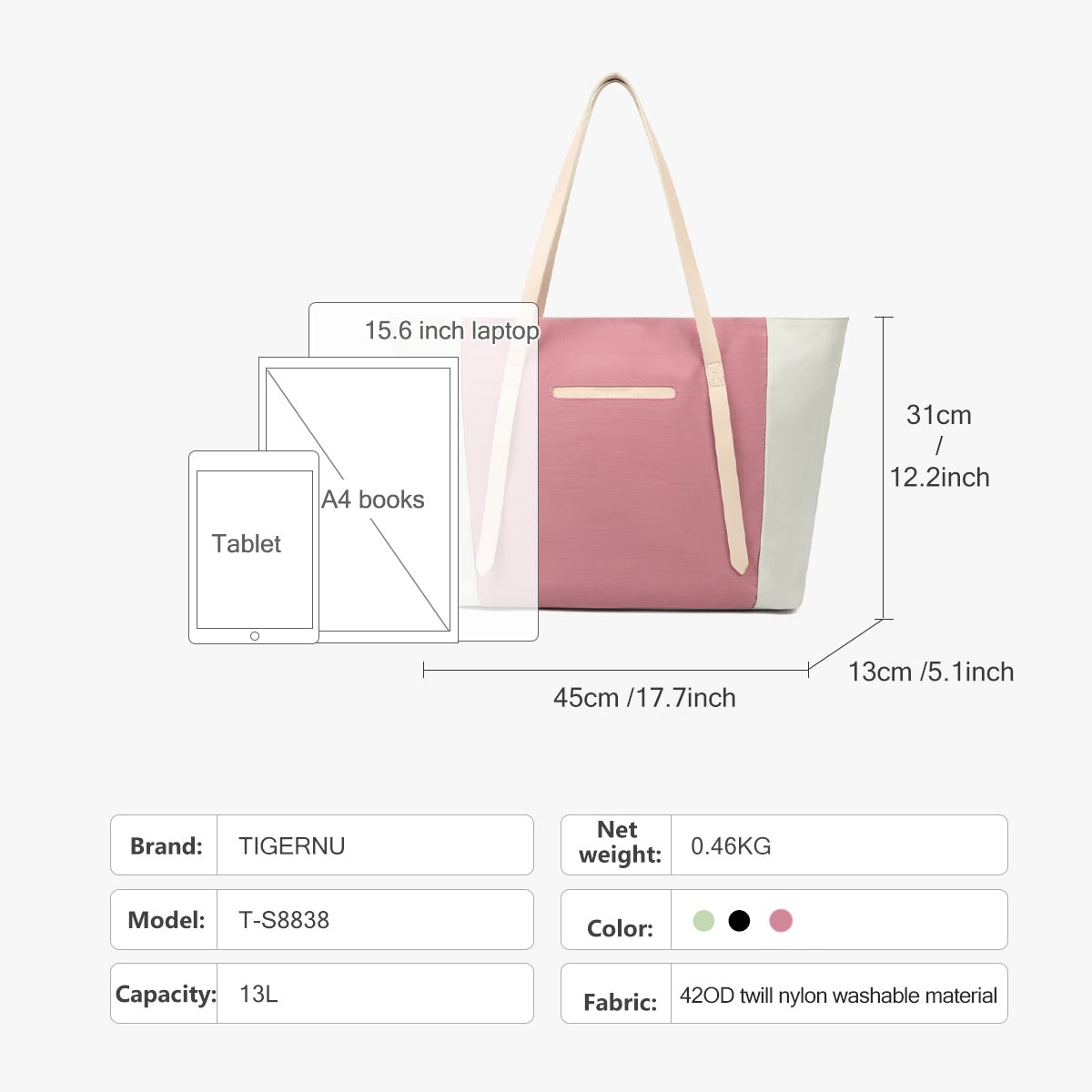 Tigernu T-S8838 Business Casual Shoulder Tote Bag