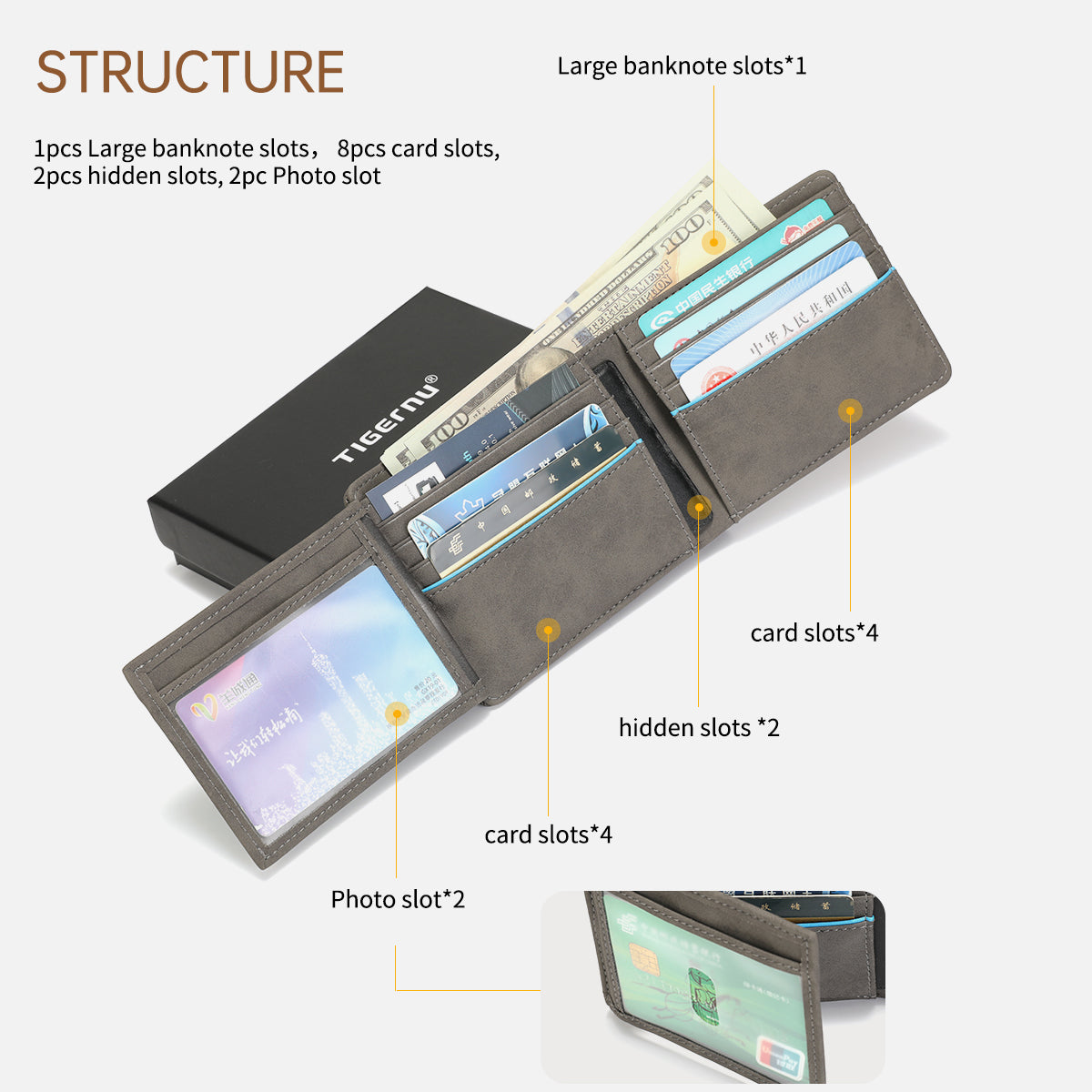 Tigernu T-S8010 Bifold RFID Safe Wallet