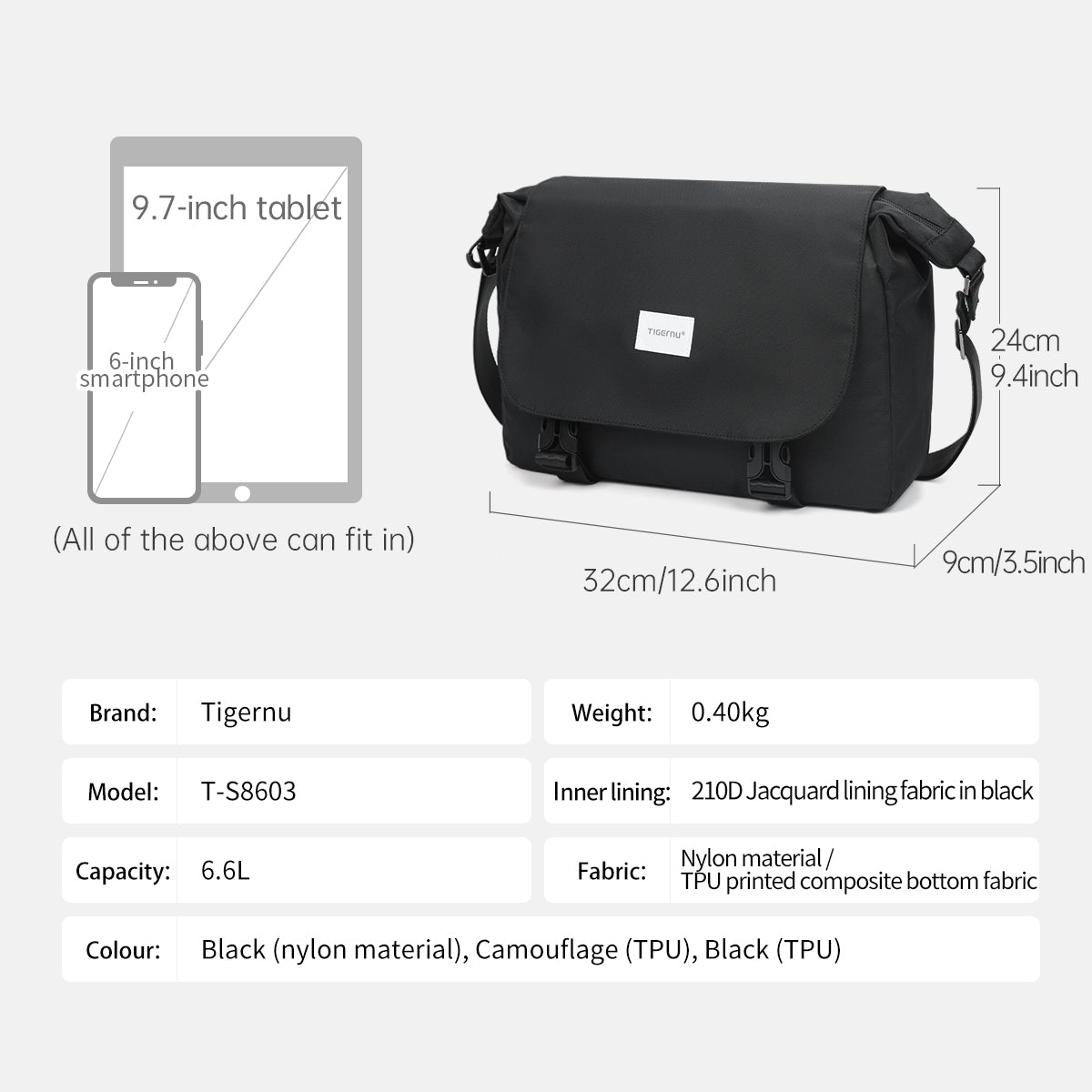Tigernu T-S8603C Travel Sling Shoulder Bag
