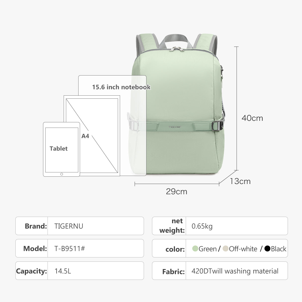 Tigernu T-B9511 Campus School Laptop Backpack Bag