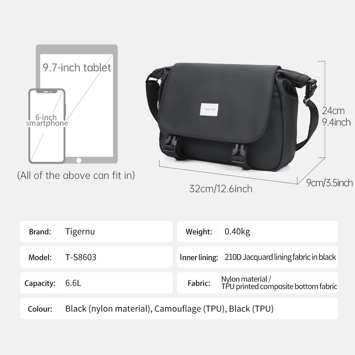 Tigernu T-S8603 Travel Sling Shoulder Bag