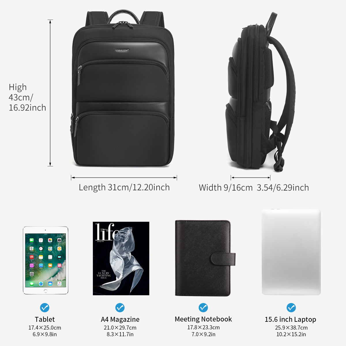 Tigernu T-B9121 Anti Theft 15.6 inch Laptop Backpack Bag with FREE Lock