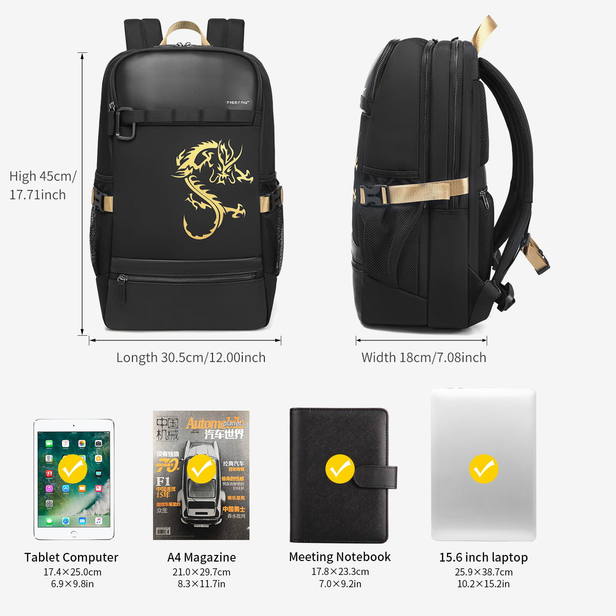 Tigernu T-B9029 Anti Theft 15.6 inch Laptop Backpack Bag Dragon Series with FREE Lock